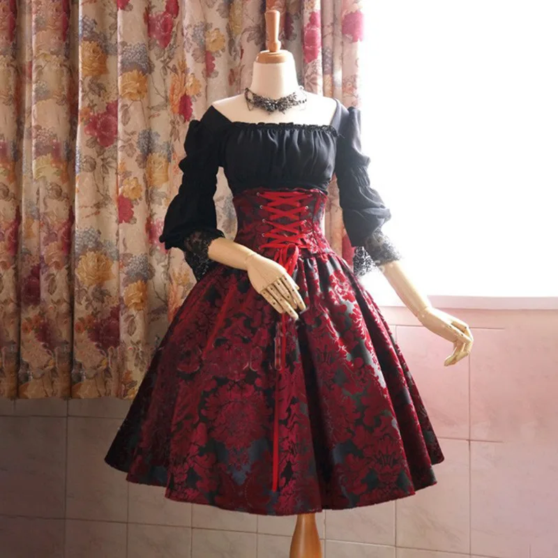 Женское платье Goth-Lolita винтажное в викторианском средневековом готическом стиле