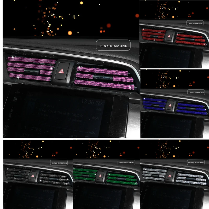 

10 шт. 20 см стразы декоративные полоски для автомобильного кондиционера, алмазные универсальные автомобильные украшения, интерьер для девоч...