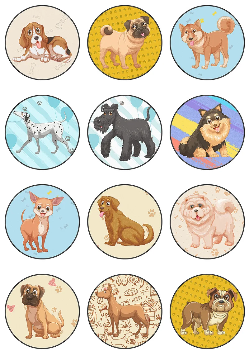 

Cute Dog Children's Room Rugs Carpet Bedroom Round Rug Mat Living Room Entrance Door Mat Bedroom Rug Non-slip Carpet Floor Mat