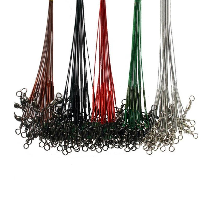 10 шт./лот поводок из стальной проволоки против укусов с поворотным рыболовным