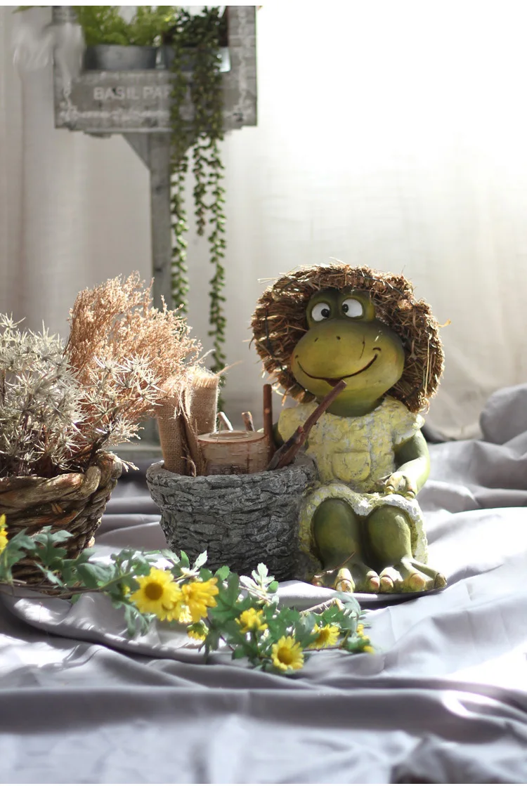 Статуя двор балкон ваза фигурки украшение для дома Mr Frog носить соломенную шляпу