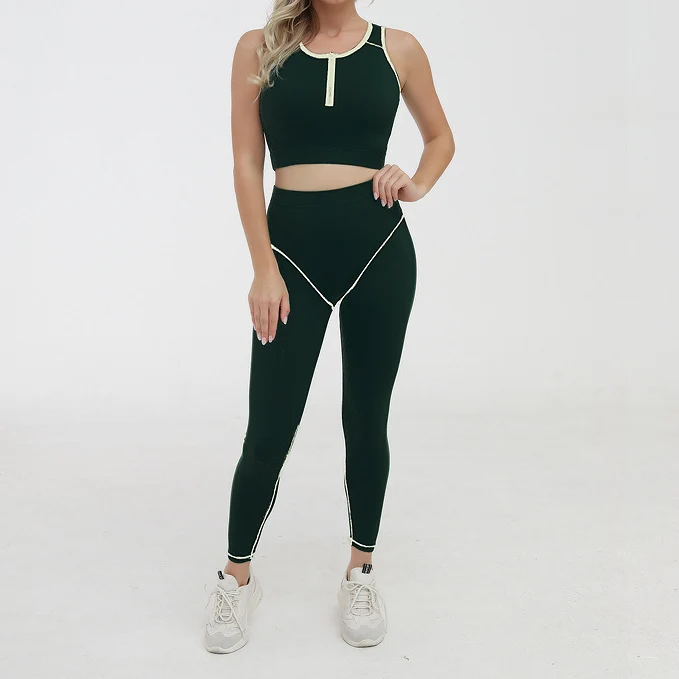 

Европейский и американский лидер продаж, Новый комбинированный костюм контрастных цветов, спортивный костюм для фитнеса, костюм для бега и...