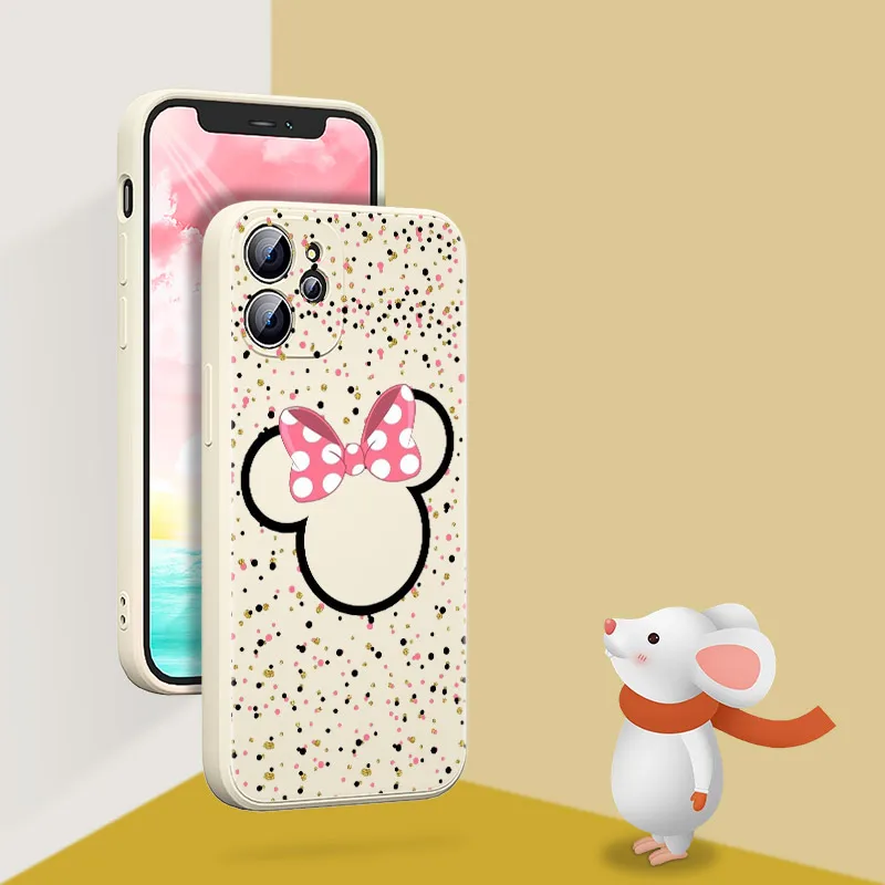 Liquid Silicone Soft Cover Minnie Y Mickey For Apple IPhone 13 12 Mini 11 Pro XS MAX XR X 8 7 6S SE Plus Phone Case