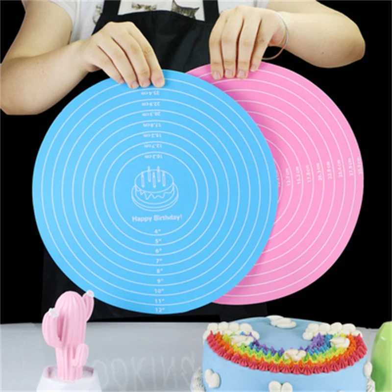 

Hot Selling 30CM Silicone Round Baking Cake Dough Mat Placemat Cake Dough Pastry Pad Baking Supplies Kitchen Cooking Tools