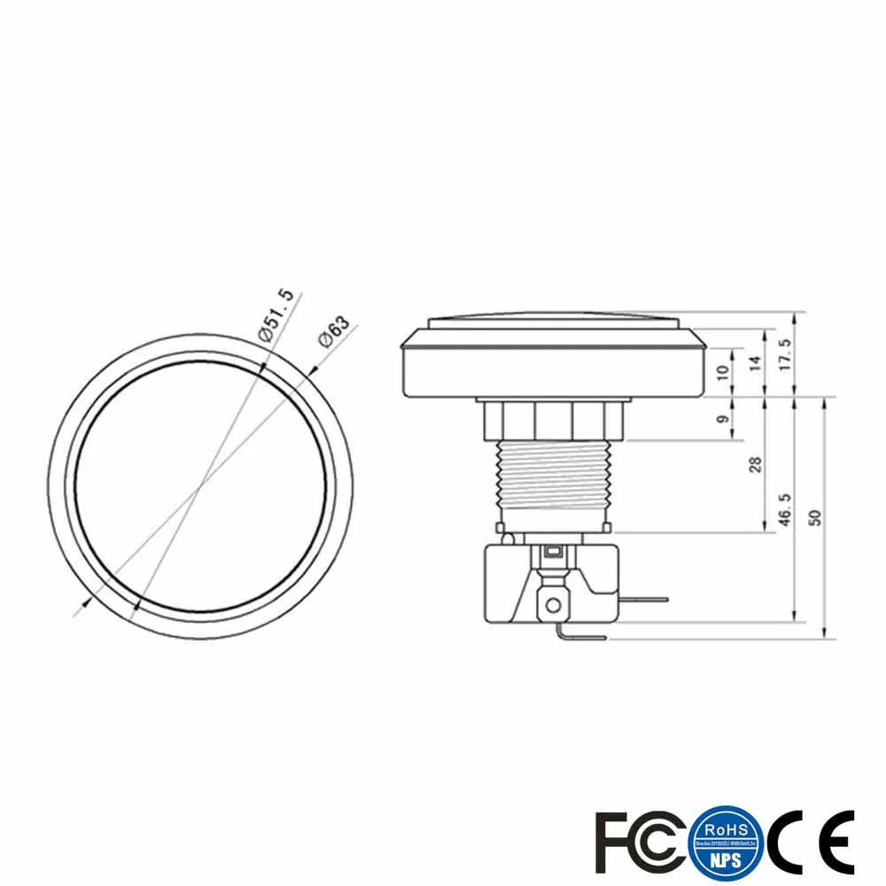5 шт. круглые кнопки с микропереключателем 60 мм|Игры монетами| |