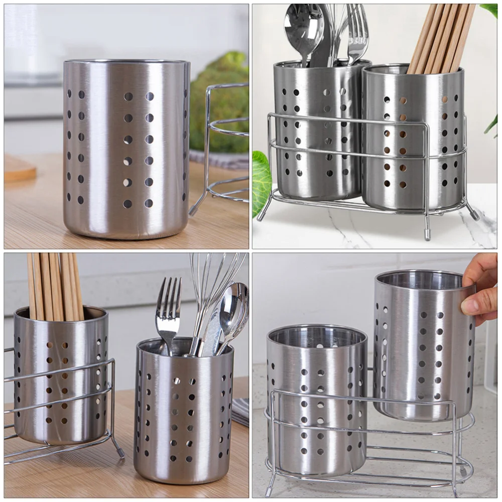 

1Pc Stainless Steel Utensil Caddy Knives Fork Chopstick Storage Holder (Silver)