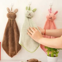 cute bunny coral velvet bathroom supplies soft hand towel absorbent cloth dishcloths hanging cloth kitchen accessories 3922cm