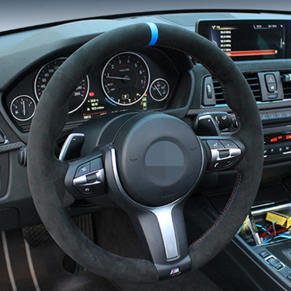 

Black Suede Leather Car Steering Wheel Cover For BMW F87 M2 F80 M3 F82 M4 M5 F12 F13 M6 F85 X5 M F86 F33 X6 M F30 M Sport