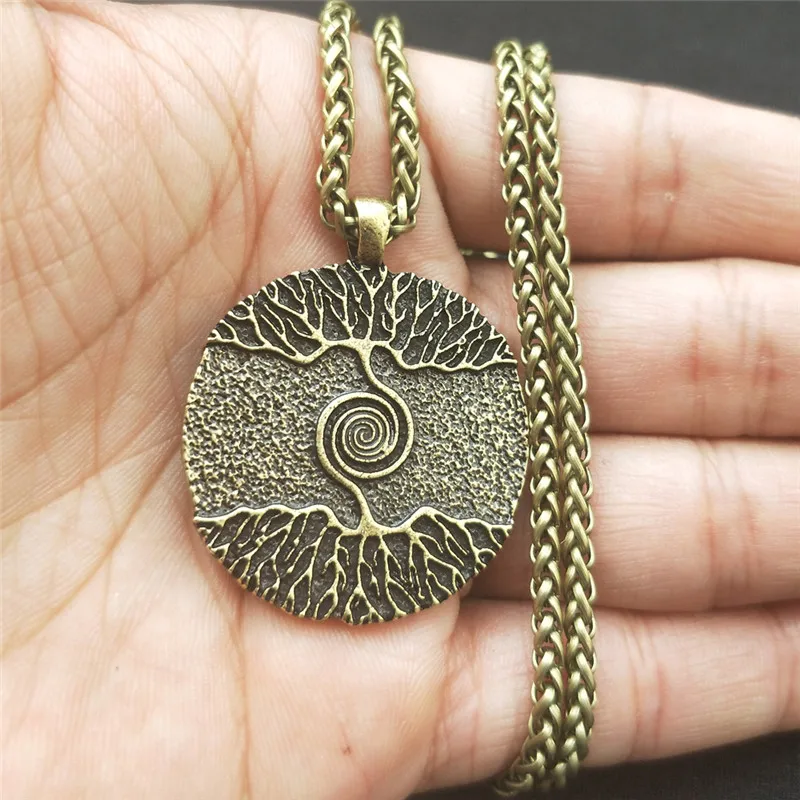 Metal Chain Bronze WICCA Дерево жизни Yggdrasil World Tree Шарм Северный талисман амулет викинга языческий кулон ожерелье Мужская Женская бижутерия - Окраска металла: Metal Chain Bronze