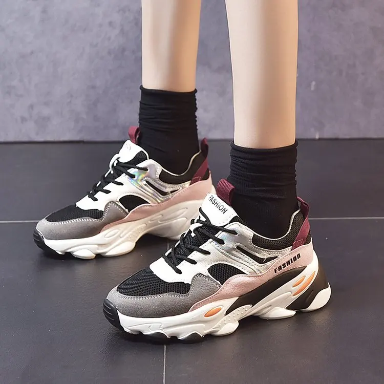 Кроссовки женские на платформе толстая подошва резиновая шнуровке повседневная