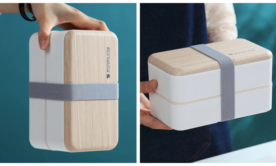 Микроволновая печь двухслойный Ланч-бокс для детей деревянный Bento box портативный контейнер BPA бесплатно Ланчбокс еда коробка ужин ведро