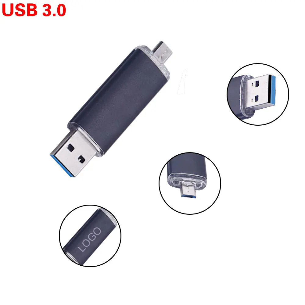 Флеш накопитель Usb 3 0 цветной металлический OTG 2 в 1 Флешка 64 ГБ 32 16 8 4 флеш