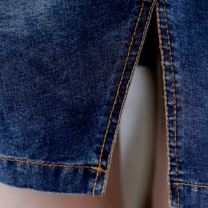 Женские офисные джинсы весна 2020 с цветочной вышивкой разрезом а-силуэта Vestidos