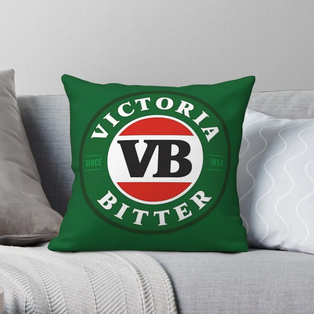 

VB Victoria Bitter Beer Square Pillowcase Polyester Linen Velvet Creative Zip Decor Pillow Case Room Cushion Cover