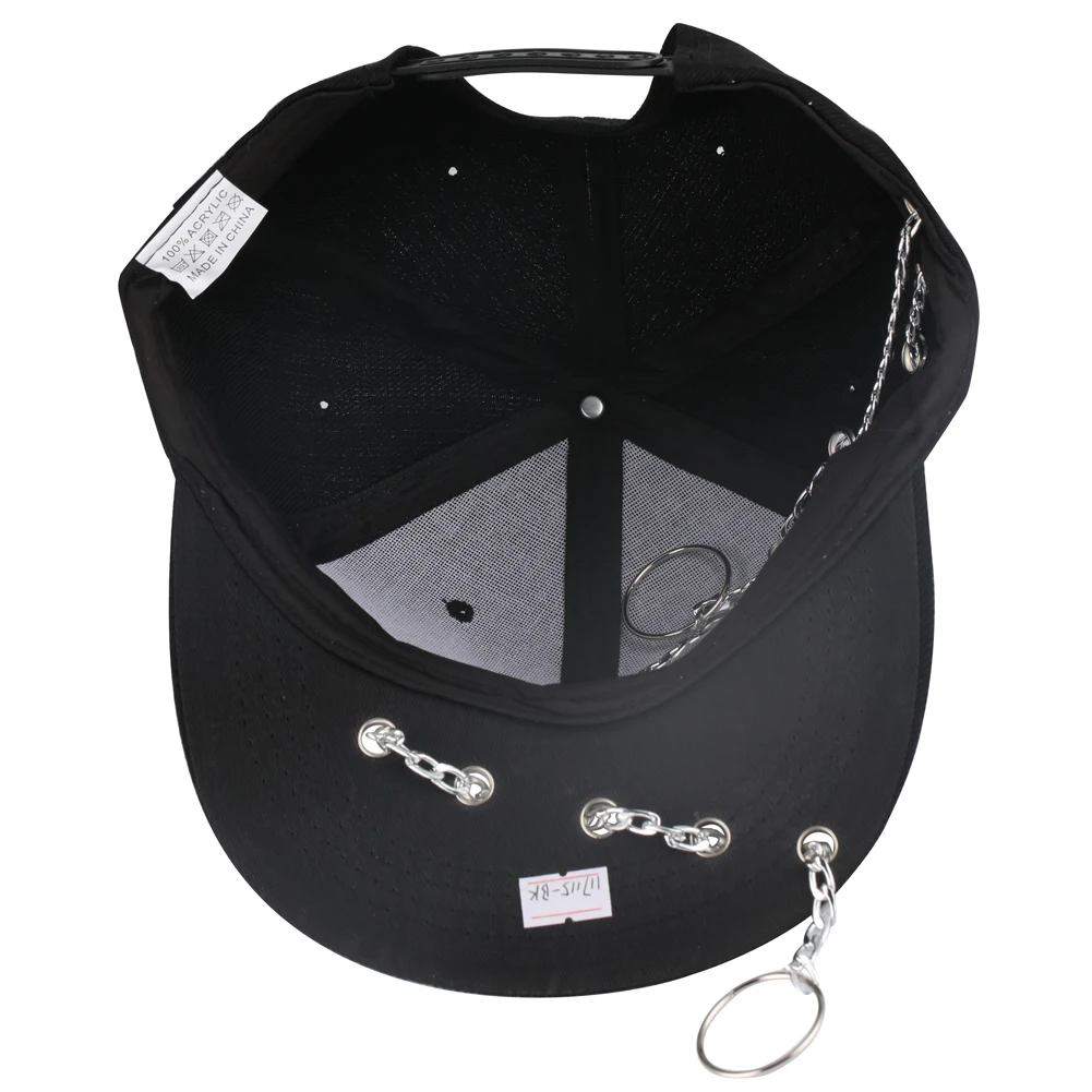 Железные кольца-цепочки Gorras хип-хоп кепки бейсболки мужские Регулируемые повседневные однотонные унисекс шапки Дети панк рок стиль пирсинг Tide шляпа