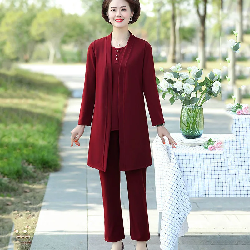 

Three-piece Female Long Sleeve Top Pullover and Long Vest + Loose Pants Women Sets Spring Casual Tracksuit Women Clothing D1