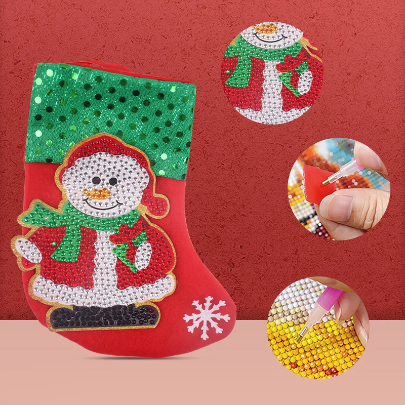 

New Cartoon Plush Socks Candy Bag DIY Diamond Painting Children Gift Bag Embroidery Art Kit Christmas Tree Pendant Decoration