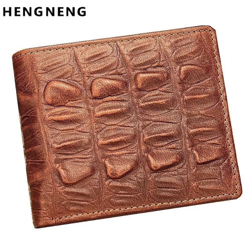 

Brand Fashion Men Short Wallet Genuine Leather Male Wallet Alligator Purse Small Card Holders Mini Wallets For Men