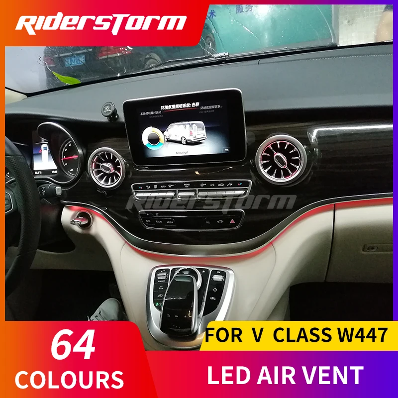 Для V класса W447 V260 64 цвета led вентиляционное отверстие Передняя панель led вентиляционное отверстие атмосферный светильник 4 шт