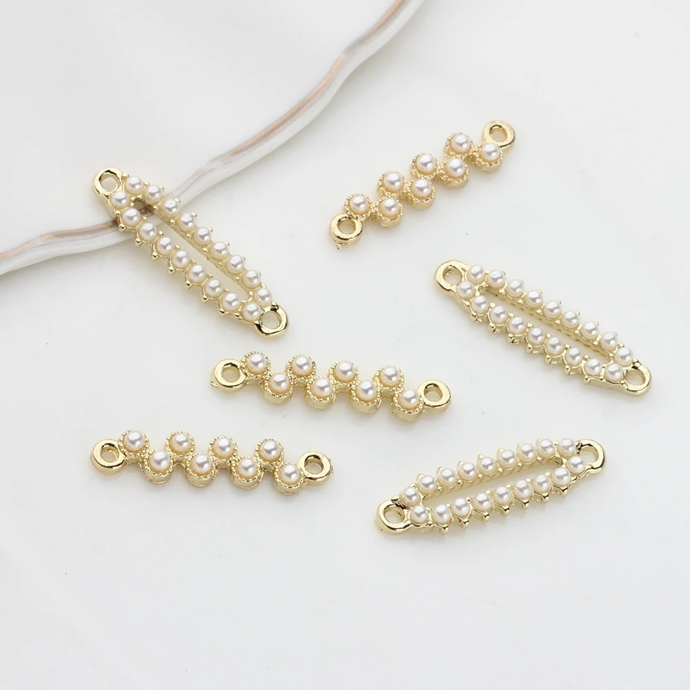 

Двойные подвески из цинкового сплава с геометрическим жемчугом, 6 шт./лот для изготовления ювелирных изделий своими руками, аксессуары для с...