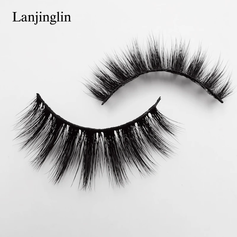 LANJINGLIN, 1 пара, 3d, норковые ресницы, ручная работа, Полоска, ресницы, накладные натуральные, искусственные ресницы, норковые ресницы, безвредный макияж