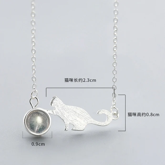 Женское Ожерелье из чистого серебра Cat Moonlight простая цепочка для ключиц