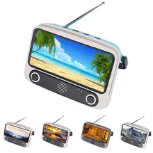 Retro Phone Holder TV Shape Mini Bluetooth 5.0 Wireless Speaker Portable Audio Phone Stand With Card U Disk Slot Bedroom Decor