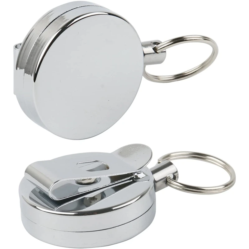 

2PCS Retractable Fishing Line Line Cutter Keychain Carabiner Reels Key Holder Chains with 60cm Cord and 2.5cm Split Ring