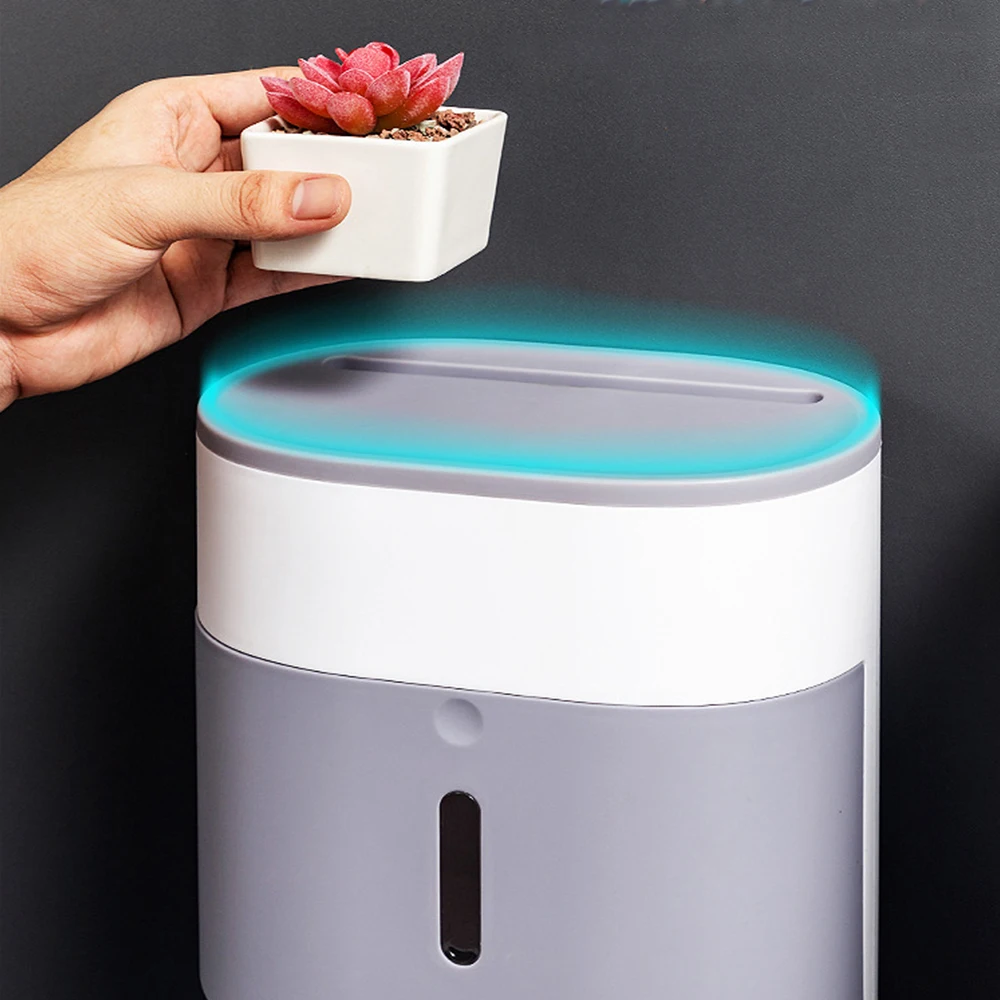 

Punch-free Toilet Paper Holder Waterproof Multi-function Shelf Wall Mount Plastic Toilet Paper Tray Double layer Storage Box