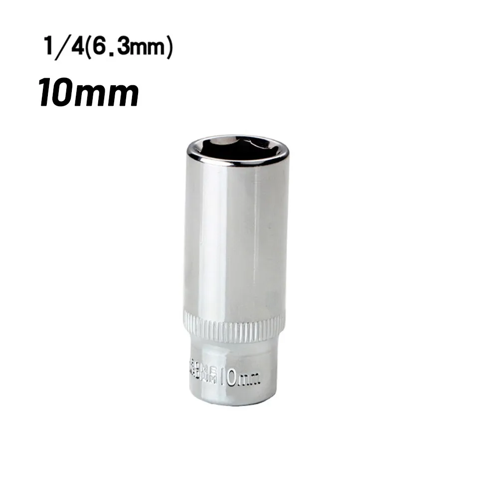 

NEW 1/4 Inch Square 6 Point Drive 10mm Deep Socket Repair Tools Attachment Chrome Vanadium Steel 10mm Extension Sleeve