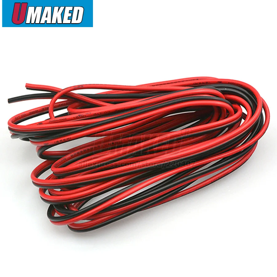 Медный кабель 16 awg 2 контактный красный черный изолированный провод из ПВХ