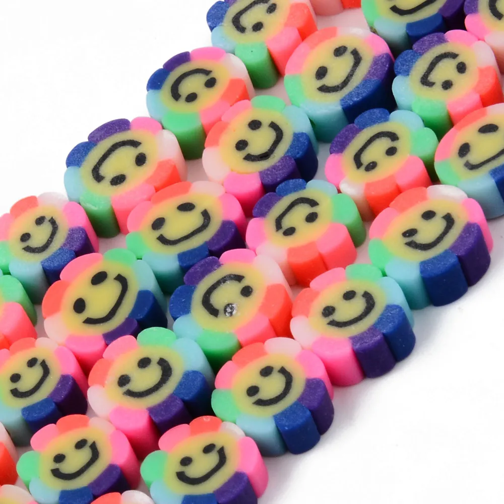 

10strand Polymer Clay Beads Strands Smile Flower for DIY Handmade Jewelry Bracelet Necklace Supplies Bead 9~10mm Hole 1.5mm