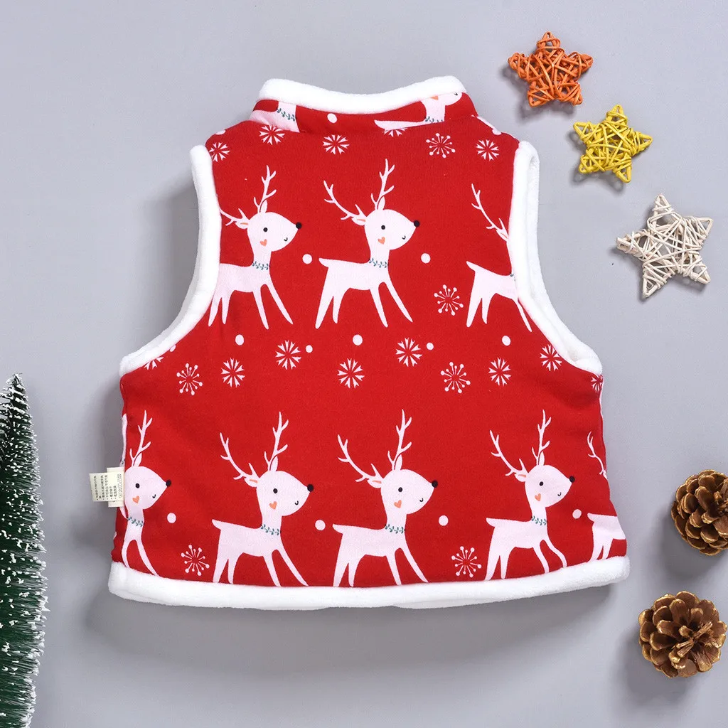 

2020 Kids Boys Girls Toddler Winter Warm Christmas Cartoon Elk Outwear Waistcoat Veste Enfant