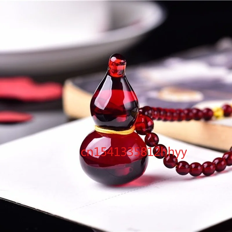 

Hot Selling New Product Beeswax Amber Red Gourd Necklace Pendant Charm Jewellery Carved Pendant for Women Men Fashion Accessorie
