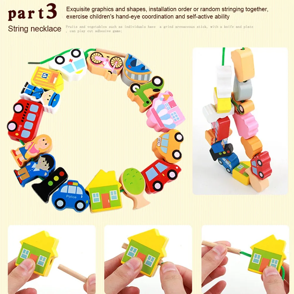 Резьбонарезные блоки деревянные игрушки Diy образовательные мультфильм