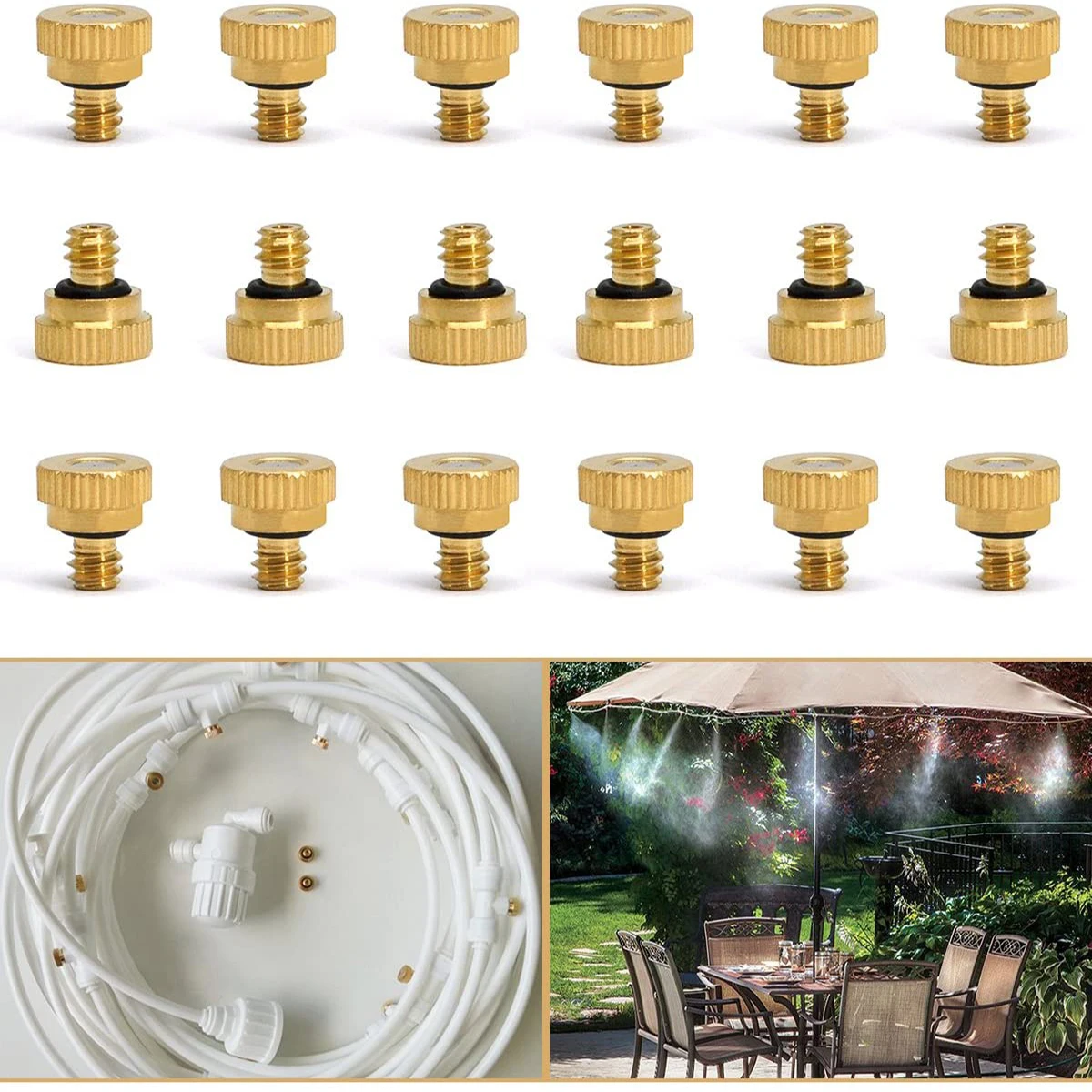 

25 PCS Brass Misting Nozzles for Outdoor Cooling System,0.012" Orifice (0.3 mm) 10/24 UNC