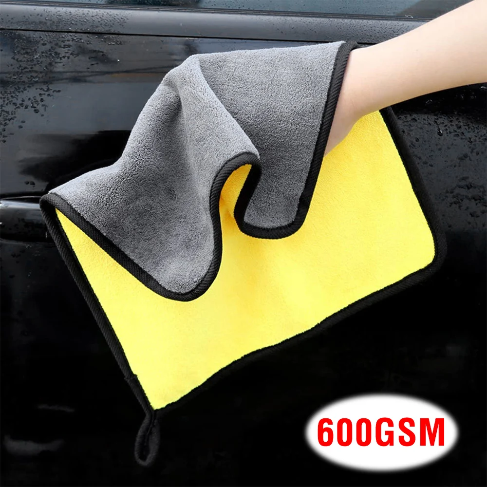 

5Pcs Car Washing Towel 600GSM Super Absorbent Microfiber Cleaning Auto Drying Cloth Polishing Detailing Towels Thicken Plush Rag