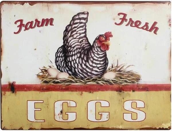 

Eggs Retro Tin Sign Farm Decor