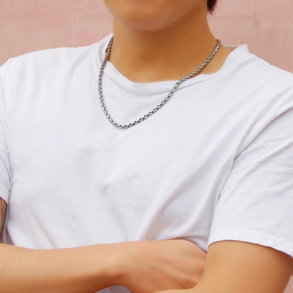 Ожерелье из серебра 925 пробы в этническом стиле цепочка тайского с драконом 56 см