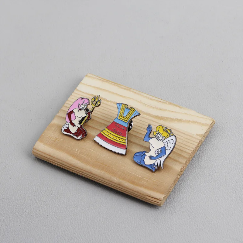 Значки с героями мультфильмов забавные броши в форме платья ангела и дьявола для