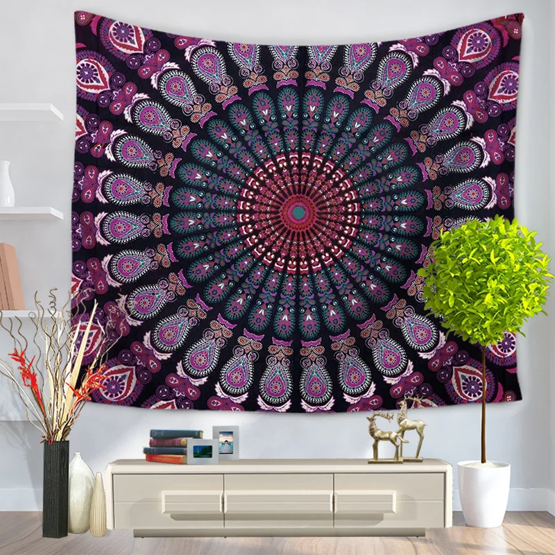 

Bohemian Mandala Tapestry Hippie Tapestries Psychedelic Peacock Boho Tapestry Wall Hanging for Bedroom