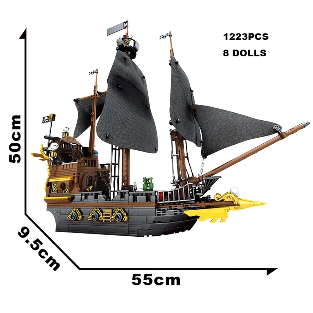 

Pirate Ship The Caribbean Island Bay Movie Model Building Block Brick Moc Barracuda Imperial Boat Black Pearl Kit Kids Toys Gift