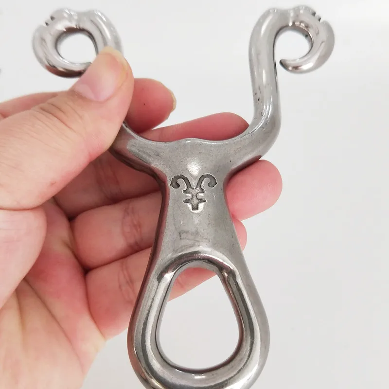 

High quality stainless steel traditional mirror polished slingshot powerful catapult with rubber band outdoor hunting shooting