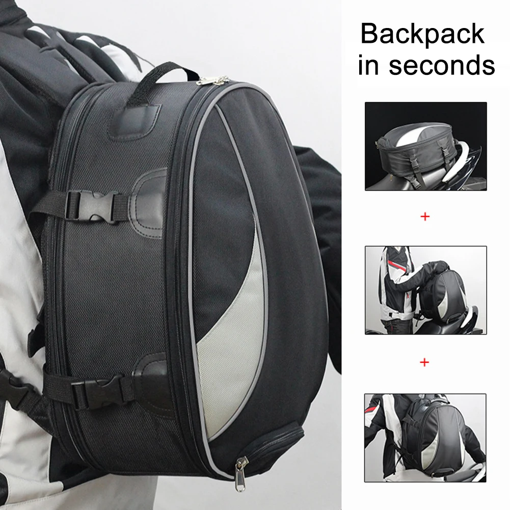 

Expandable Waterproof Motorcycle Tail Bag Large Capacity Backpack Zipper Closure Durable Rear Seat Multifunctional Easy Install