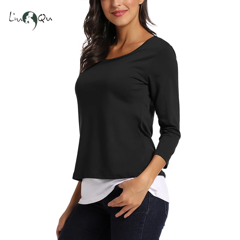 Женская одежда для беременных топы кормящих матерей двухслойная Футболка с