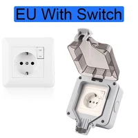 ip66 weatherproof waterproof outdoor wall socket with switch white power socket for home16a outlet grounded 250v eu standard