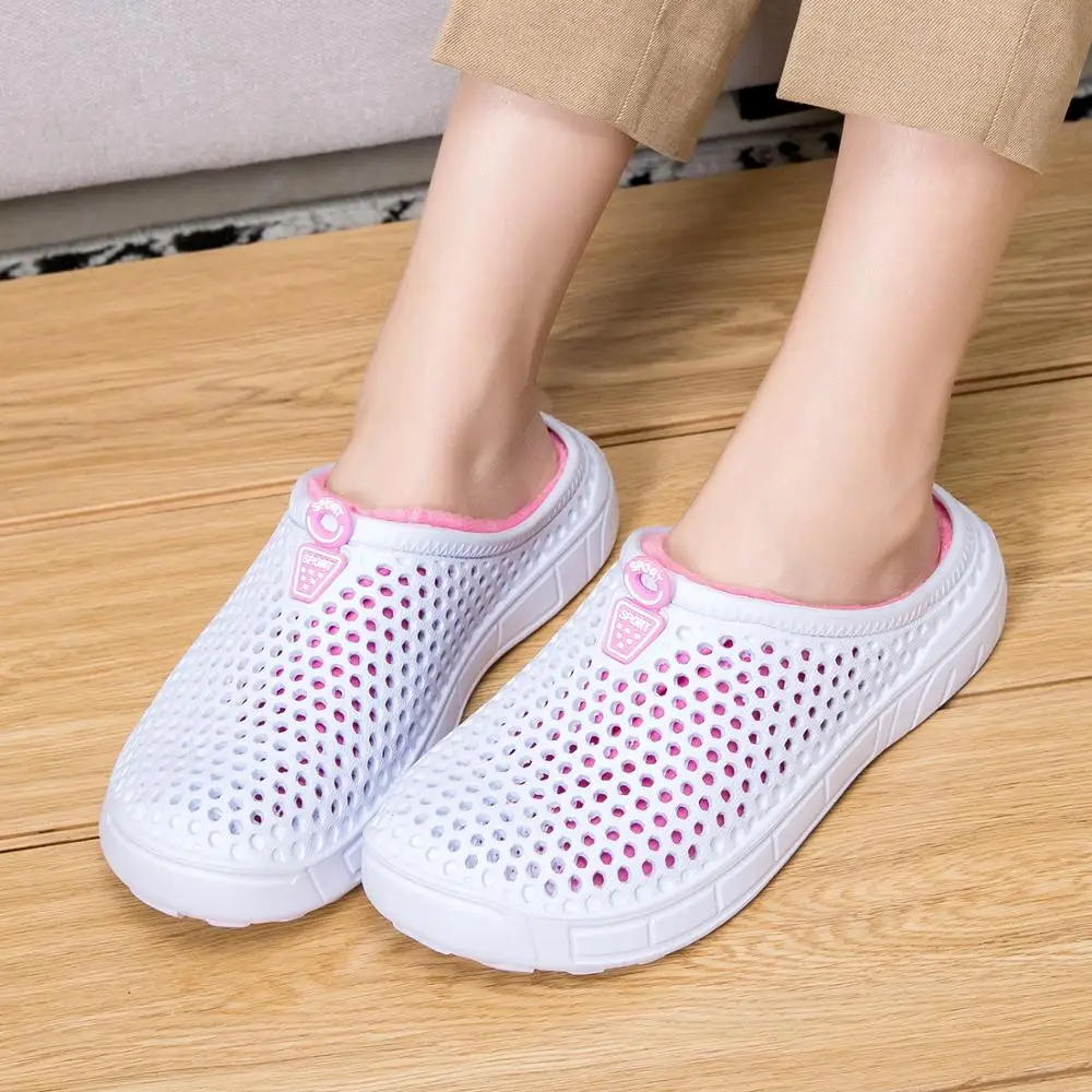 UNN Indoor Slippers Unisex Shoes Lightweight EVA Home Pink Fur Flexible Comfortable Warm Garden Sandals Women Men | Обувь