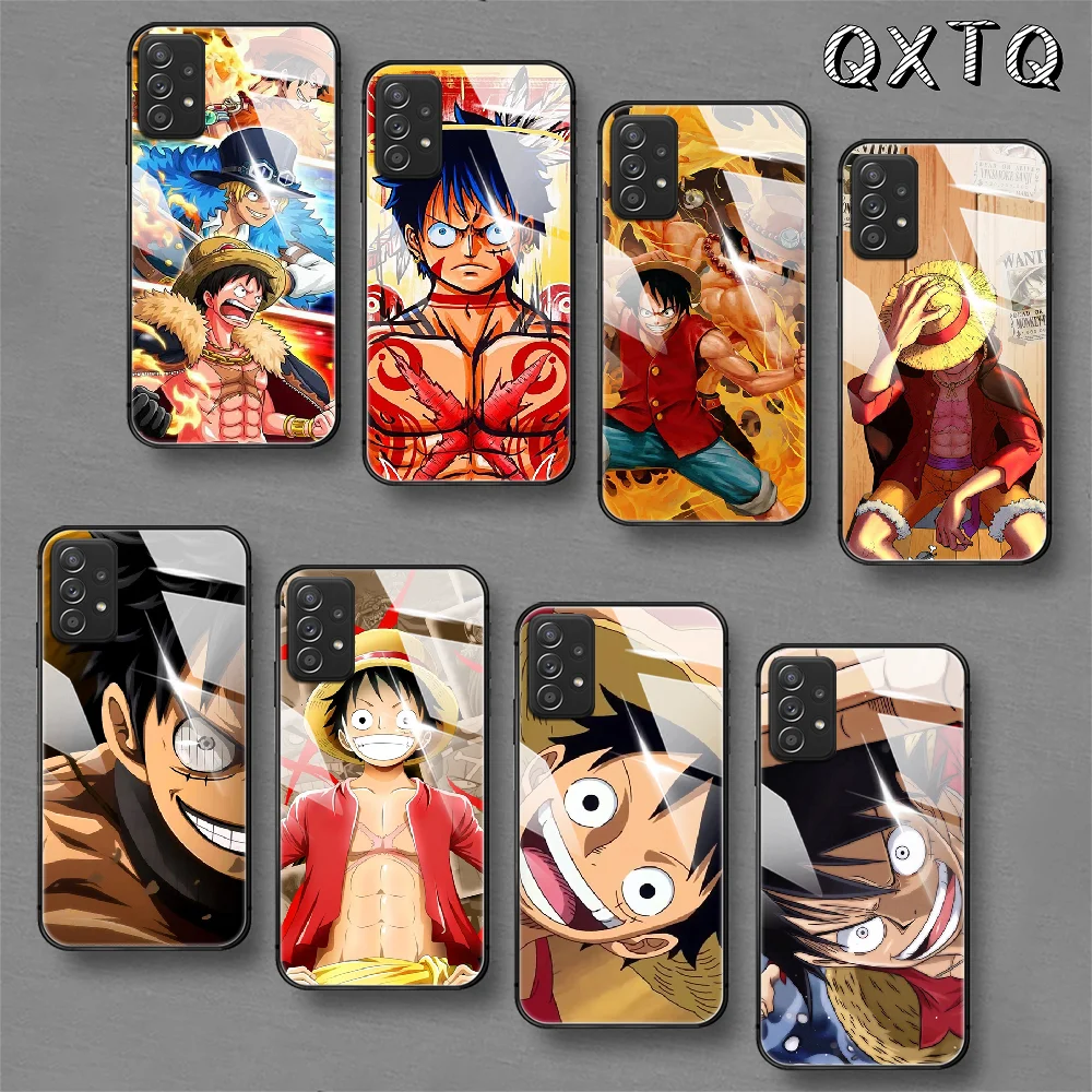 

One-Piece-Luffys Anime Tempered Glass Phone Case For Samsung Galaxy A 10 20E 21 30 31 50 51 52 70 71 72 S 5G Cover Cell Cover