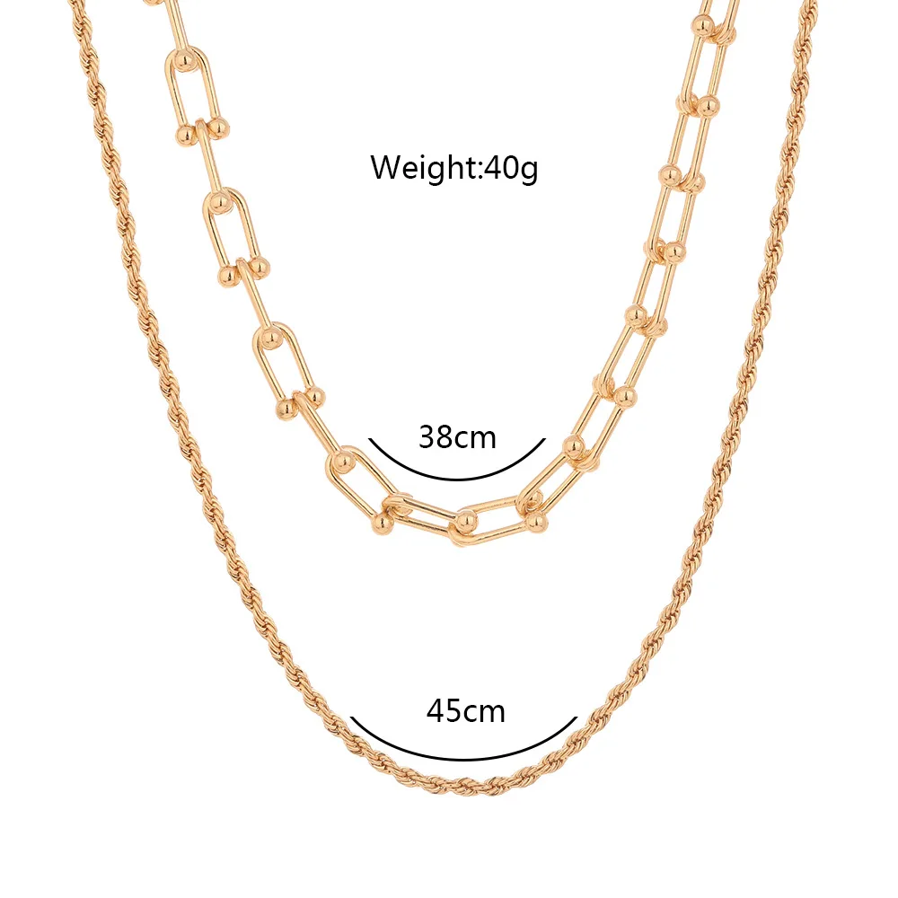 

Hip-hop Style Jewelry Metal Textured Hemp Chain U-shaped Chain Multi-layer Can Be Split Necklace Neck Chain
