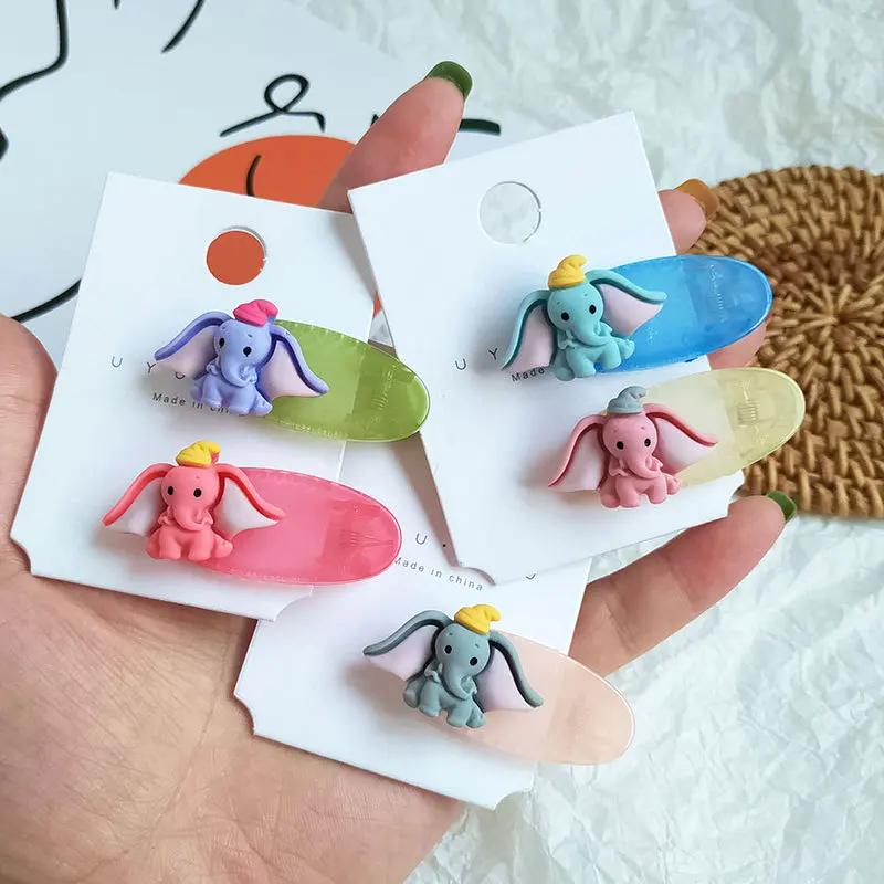 Простой милый Дамбо для девочек заколка волос с цветными прозрачными краями